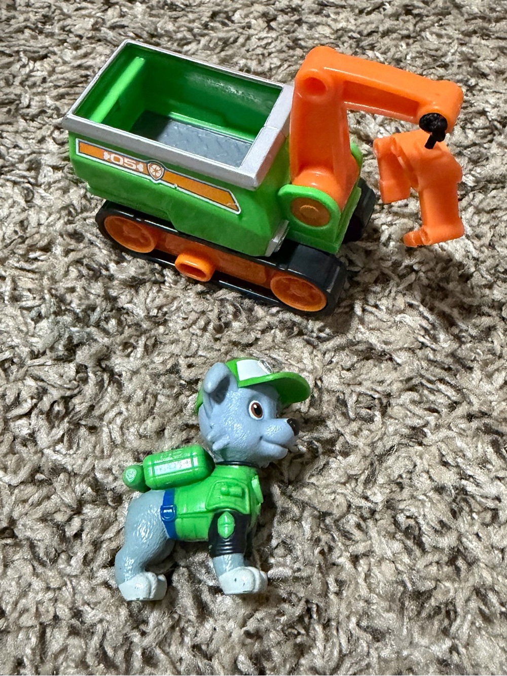 Paw Patrol Rocky Green and Orange Rescue Excavator with Rocky Figure